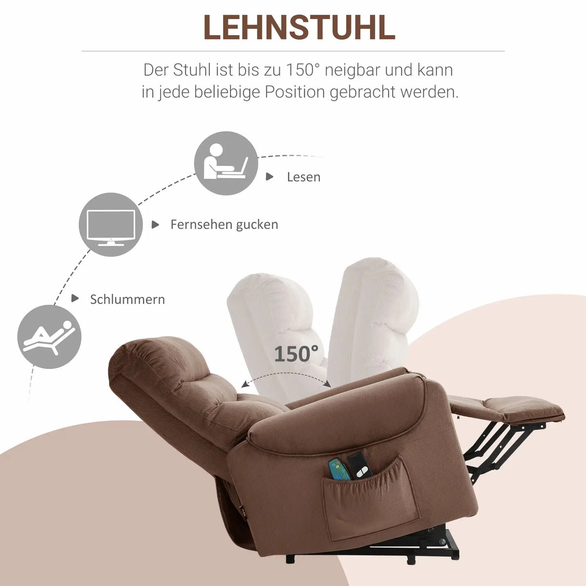 RehaComfort Aufstehsessel Bellano mit Massage und Wärme RehaComfort