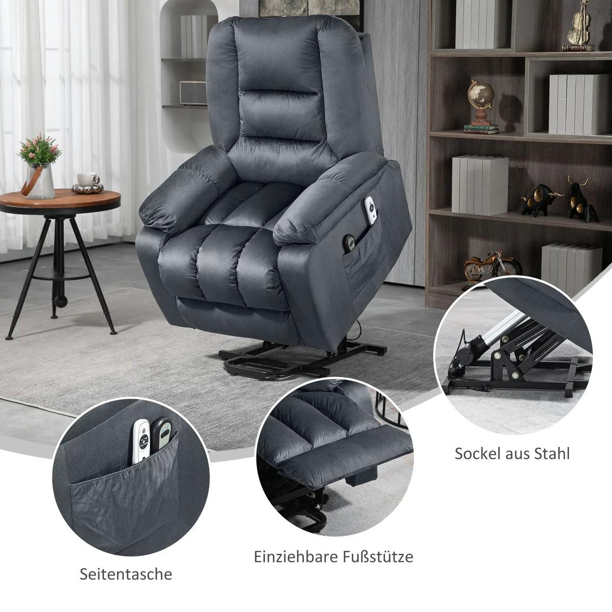 RehaComfort Aufstehsessel Tavaro Premium mit Massage und Wärme RehaComfort