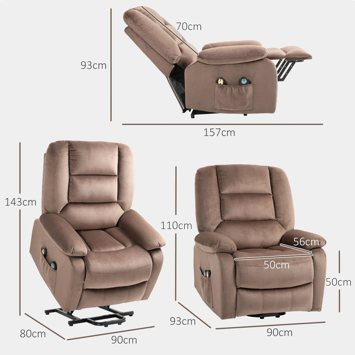 Elektrischer Massagesessel mit Aufstehhilfe | Cedaro | mit Massage und Wärme |  RehaComfort RehaComfort
