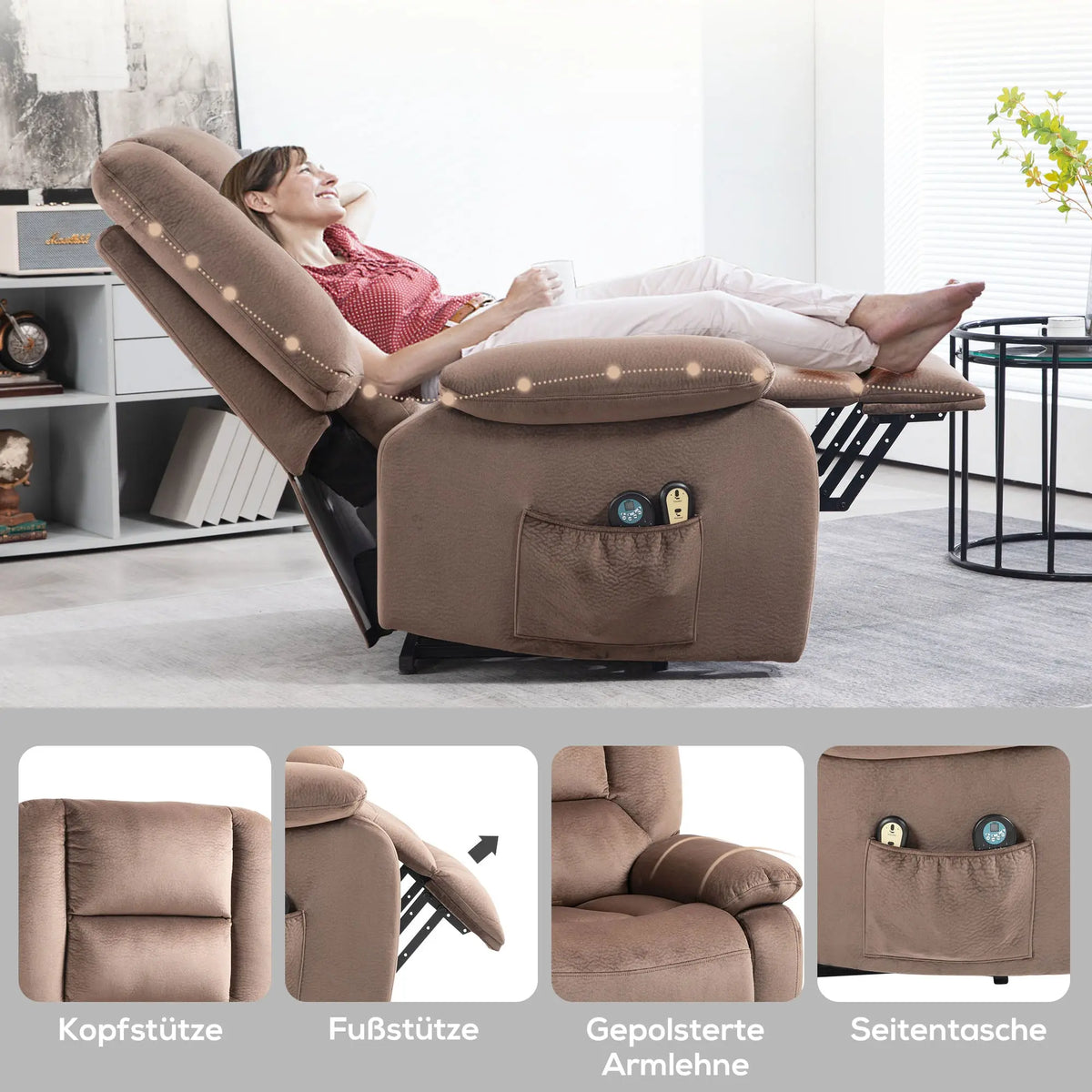 Elektrischer Massagesessel mit Aufstehhilfe | Cedaro | mit Massage und Wärme |  RehaComfort RehaComfort