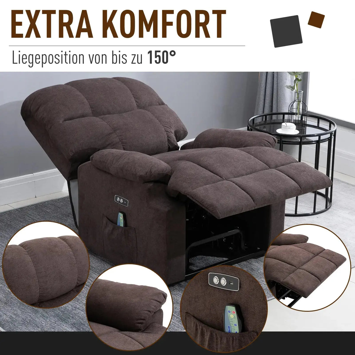RehaComfort Aufstehsessel Alviero mit Massage und Wärme RehaComfort